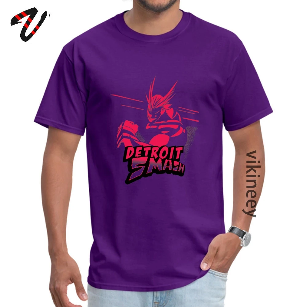 Normal Top T-shirts Classic Short Sleeve Geek 100% Cotton Round Neck Men Tees Casual Clothing Shirt Summer/Fall All Might Detroit Smash Red 11728 purple