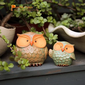 

Outdoor Garden Set Of Two Owl Small Ornaments,Creative Cute Lndoor Living Room/Children's Room Personalized Wine Cabinet Display