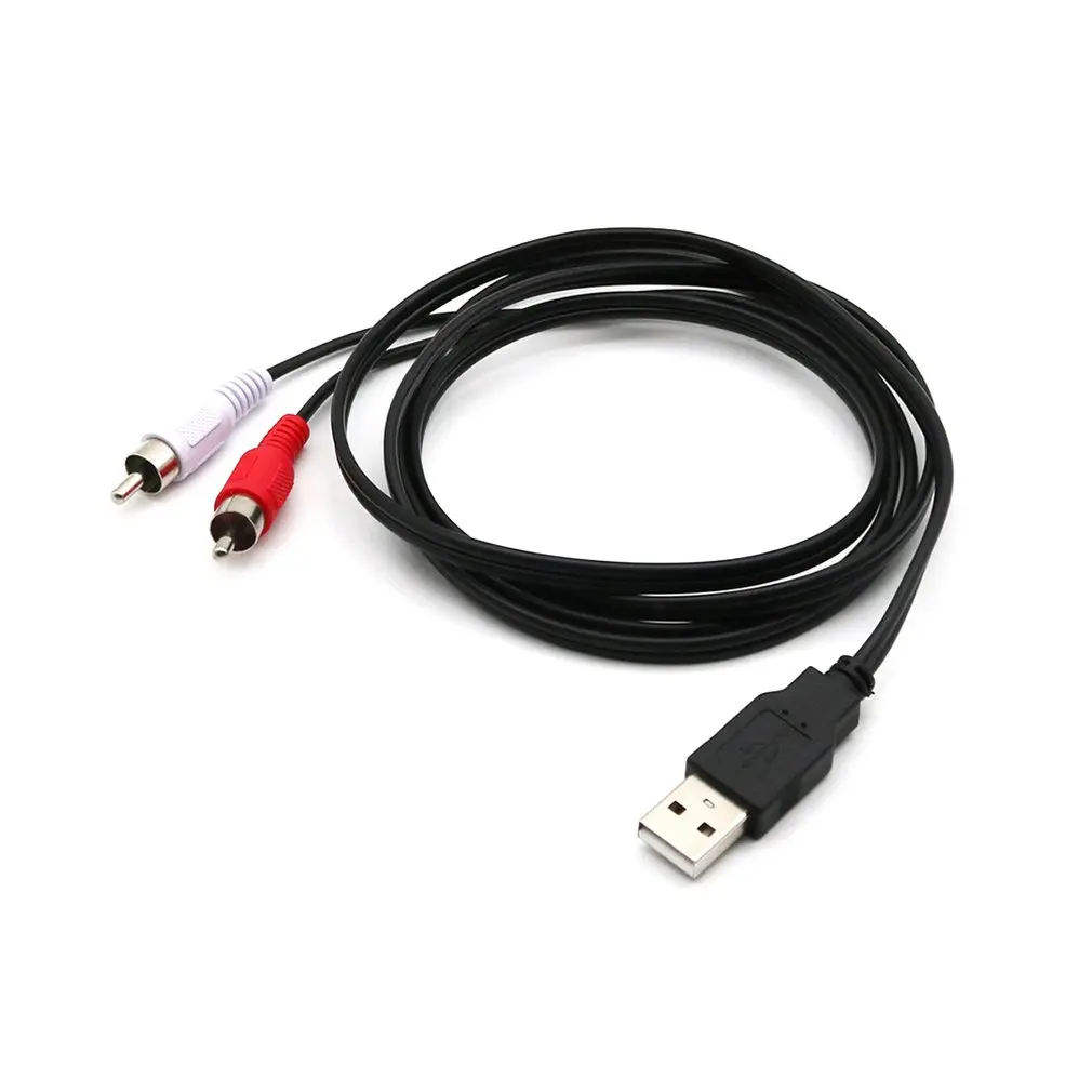 Портативный USB a штекер 2X RCA Phono AV кабель ТВ Aux аудио видео адаптер к 2RCA свинцовый ПК