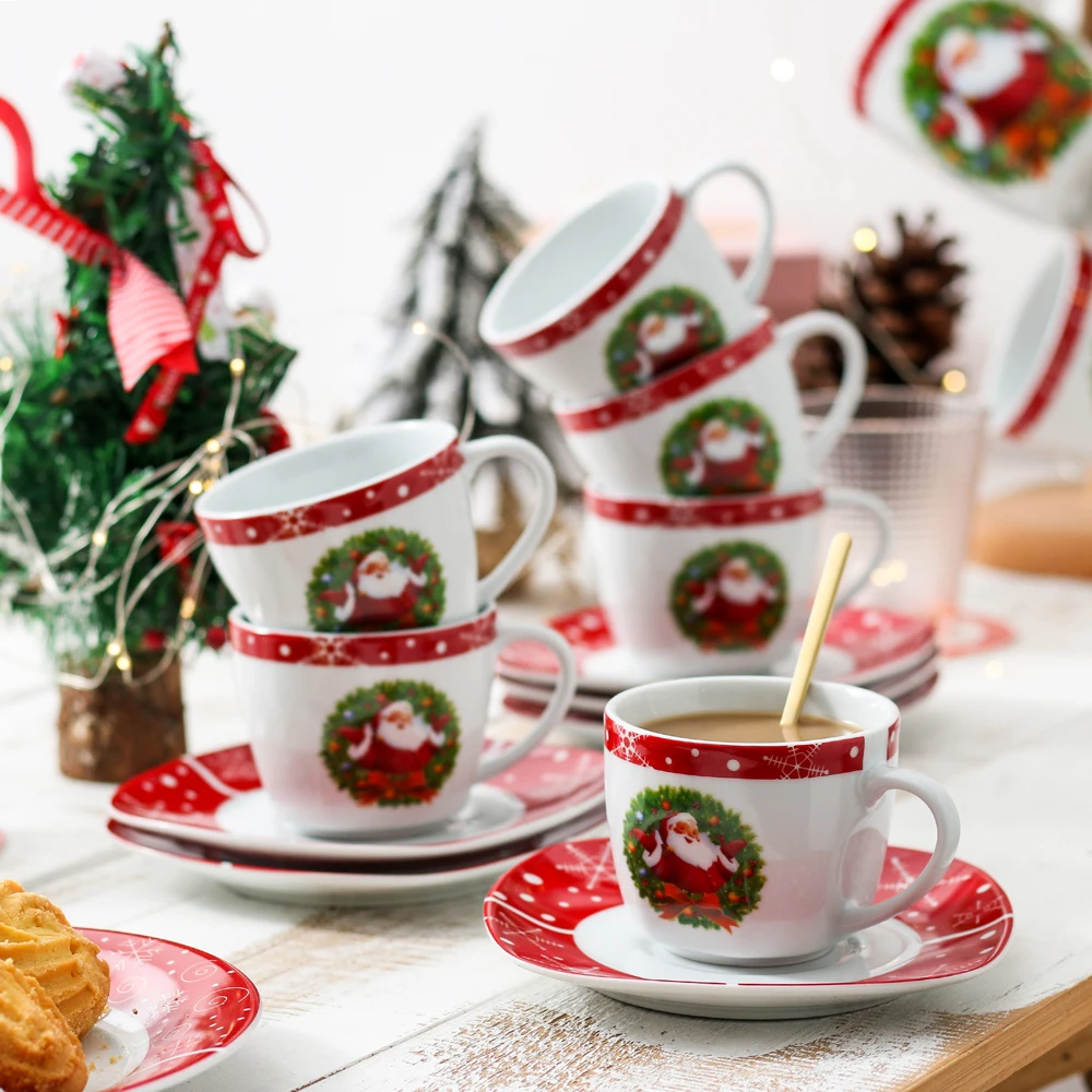 VEWEET 30/60 Piece Christmas Gift Porcelain Dinnerware Set with 6*Dessert  Plate,Soup Plate,Dinner Plate,Cups and Saucers Set - AliExpress