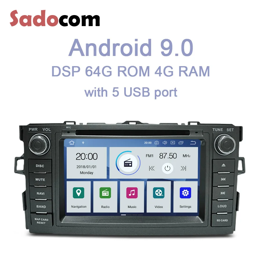 Ips PX6 2din Android 9,0 автомобильный dvd-плеер 6 ядер 64 Гб rom 4 Гб ram GDS Авторадио Bluetooth 4,0 wifi для Toyota AURIS 2008-2010 2012
