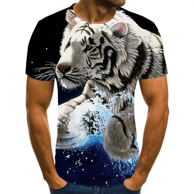Fashion Trend 3D printing Tiger Men  T-Shirt Casual O-Neck Summer Selling Short Sleeve Oversized T-Shirt Comfortable StreetTops