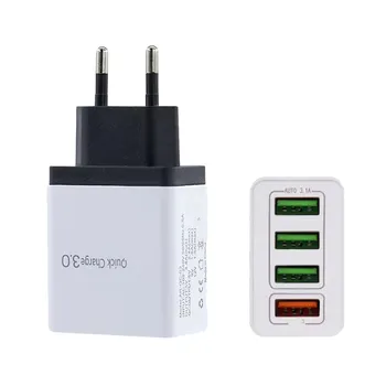 

Ouhaobin 4 Port Fast Quick Charge QC 3.0 USB Hub Wall Charger Power Adapter EU Plug for home, travel, office