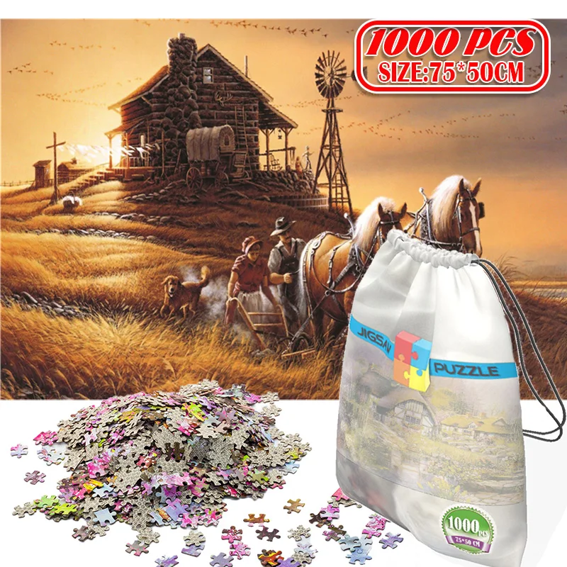 

1000Pcs Autumn Farm 3D Jigsaw Puzzles Adults Game Toys for Toys Boring Game Building Assembling Educational Toys
