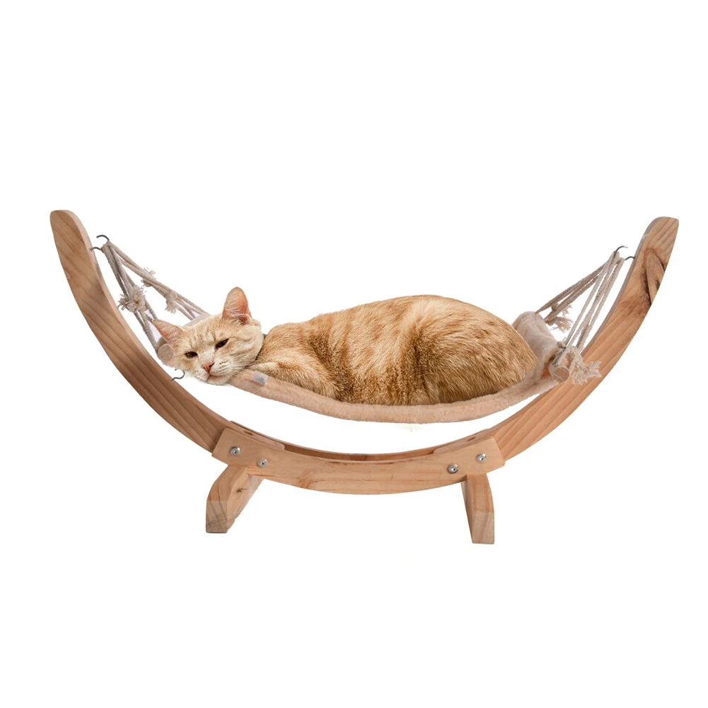 Hammock DIY Bed Pet Dog House Wooden Frame Lazy Mat Comfortable Cushion Lounge QJS Shop | Дом и сад