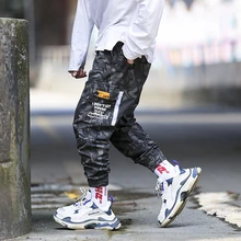 Мужские штаны, уличная одежда, спортивные штаны в стиле хип-хоп, тактические брюки-карго, мужские спортивные камуфляжные Светоотражающие Брюки, Hombre