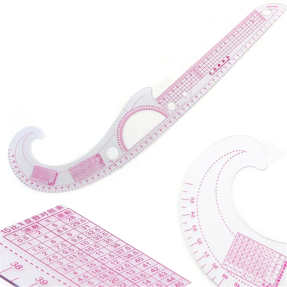 Great-hyc 7pcs Sew Curve Metric Ruler Multifunction Sewing Dressmaking Tailor Tool Pink