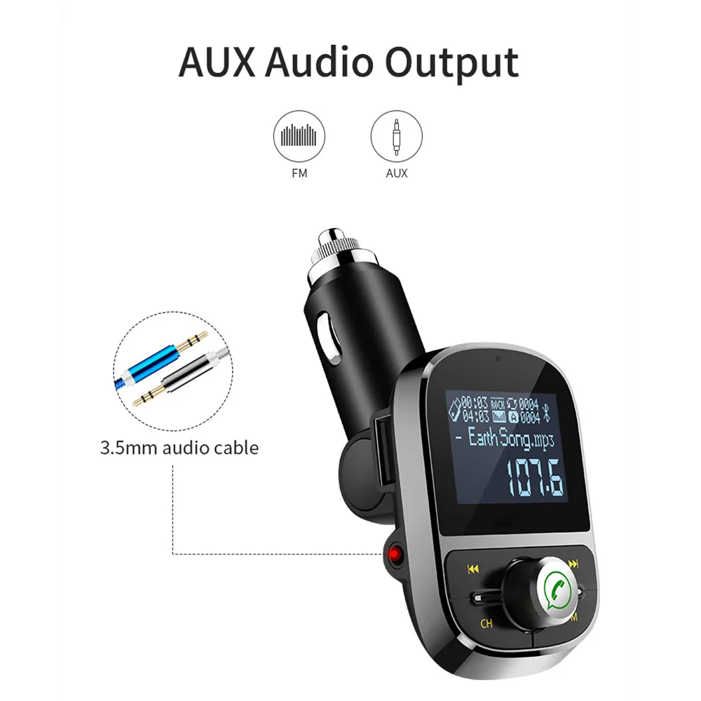 MP3 плеер Bluetooth fm-передатчик Bluetooth автомобильный комплект громкой связи fm-передатчик радио MP3-плеер USB зарядное устройство и AUX usb зарядка