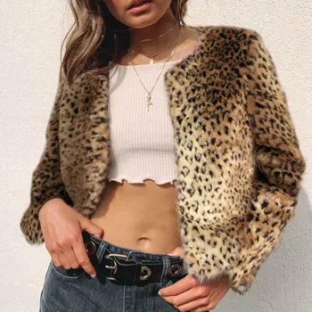 

Leopard Artificial Fur Women's Coats Luxury Faux Fur Coat For Women Autumn Winter Warm Fashion Short Casual Fur Jacket Overcoat