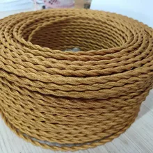 Светло-золотой 5/10/20 м 2 ядерные Электрические трос античная плетеный скрученный светильник из ткани кабель состоящий из плетеного Шелкового гибкий провод шнур