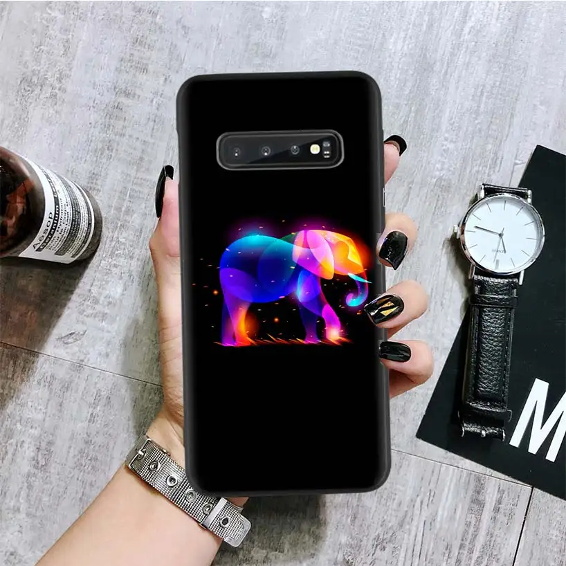 Черный чехол для телефона с этническими татуировками и слонами для samsung Galaxy S10+ Plus Lite Note 10 9 8 S9 S8 J4 J6+ Plus S7 S6 Edge Capa