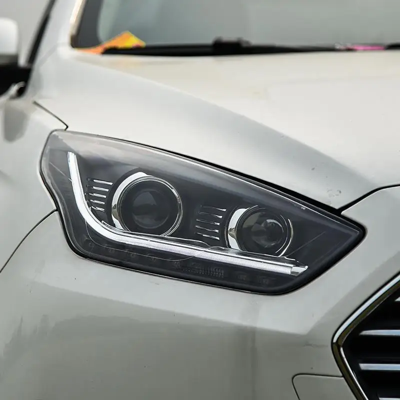 Cob боковой сигнал поворота автомобиля Стайлинг внешний Luces Para авто Drl светодиодные фары автомобиля фары в сборе 17 18 для Ford Escort