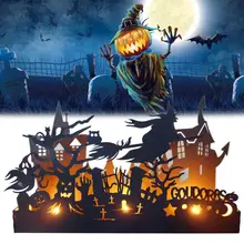 Aliexpress - Hot Sales Exquisite Candle Holder Scary Wood Tealight Stand Horror Castle Shape Tray for Halloween