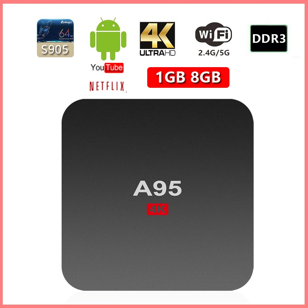 A95 Android tv BOX Amlogic 905 2 4 Wifi Super HD video1гб 8 Гб 4K Smart Quad core Cortex A53 0 ГГц 64 бит медиа плей