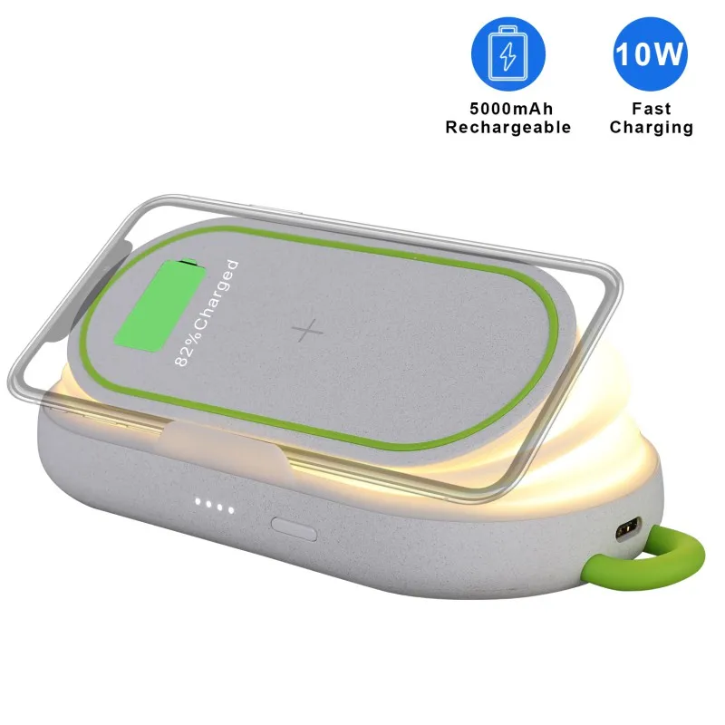 

2 in 1 Wireless Charger Power Bank 5000mAh Qi Fast Wireless Charger Type-C Powerbank Charging Station Stand For iPhone SamSung