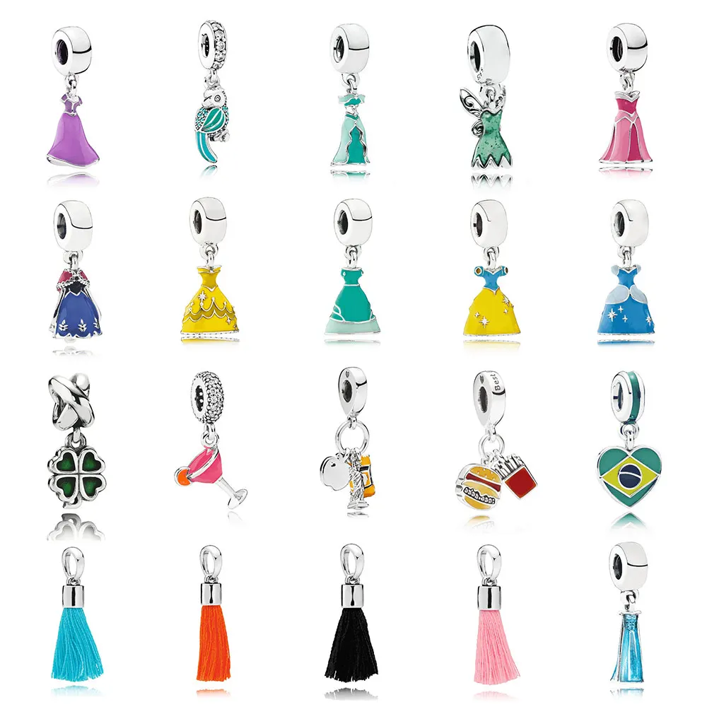 

PDB DZ 12 100% 925 Silver Original Pendant Clover Dress Hang Charmtropical Parrot Fringe High Light Penadnt Jewerly