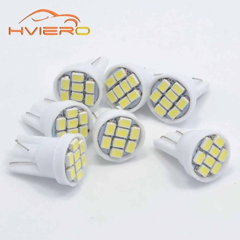 Hviero White Car Led 10Pcs T10 W5W 3020 1206 8leds 8SMD Car Interior Light Parking Light Auto Wedge Lighting car accessories DC 12V