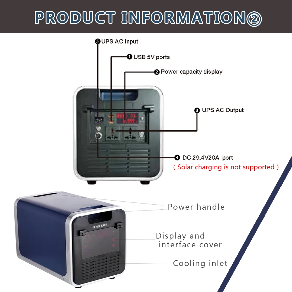 US $1.649.00 2000W 104Ah Generator Protable Battery Battery Generator Power Station Tie Rob Type Multifunction Supply Energy USB
