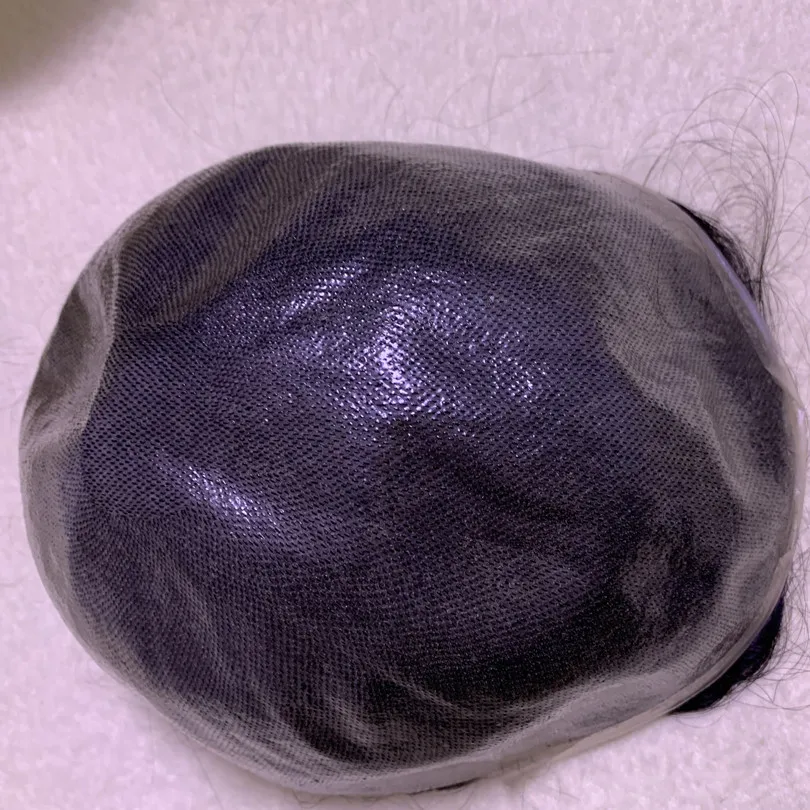 US $131.10 BYMC Black Durable Skin Natural Hair Men Toupee Natural Looking Indian Remy Hair Clear Poly Base Human Men Hair Replacements