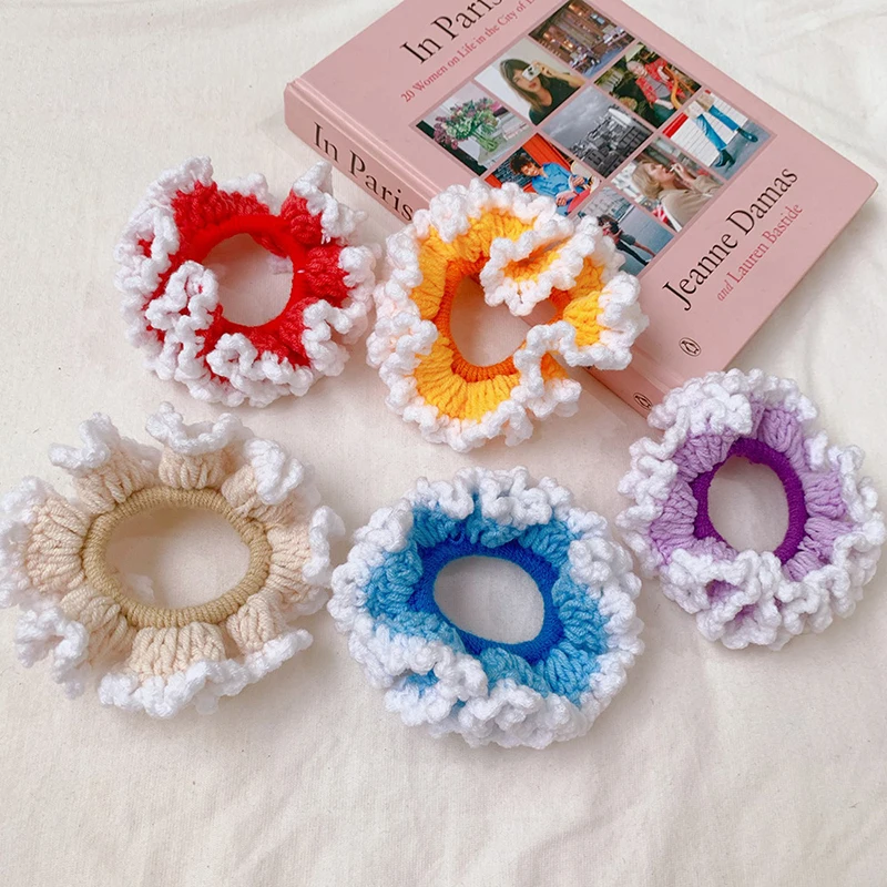 

Candy Color Women Warm Corduroy Big Hair Scrunchies Solid Soft Vintage Hair Gums Striped Fabric Rubber Bands For Hair Bun