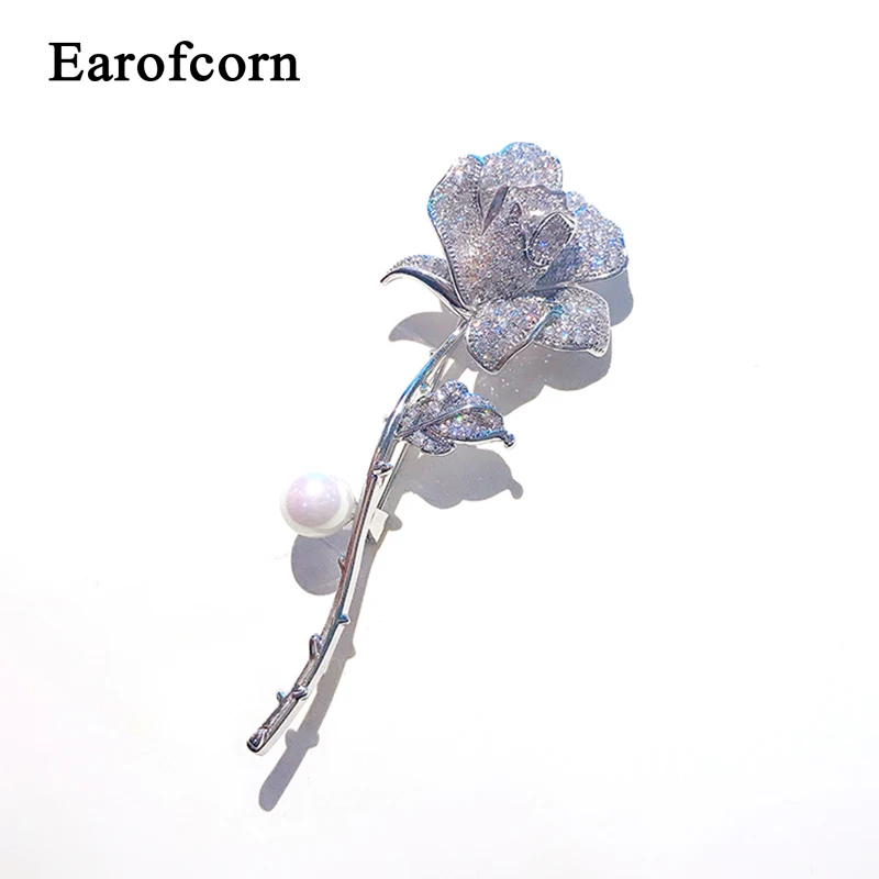 

Earofcorn Zircon Brooches Fashion Rose Brooches Temperament Joker Chest Pin Autumn and Winter Coat Dress Pin Accessories