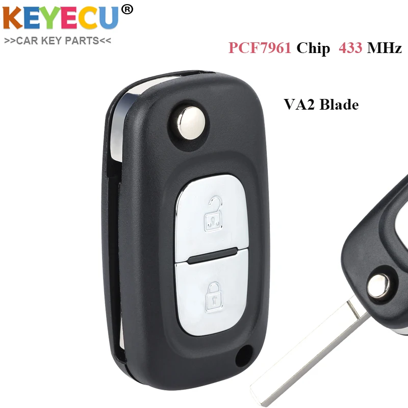 KEYECU Flip Folding Remote Car Key for Renault Kangoo Master Clio 3 Twingo Modus 2006-2016 Fob 2 Button - 434MHz PCF7961 Chip | Автомобили