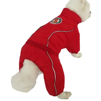 

Thick Fleece Dog Jumpsuit Rompers Warm Winter Pet Dog Coat Clothes Overalls for Small Medium Dogs Pet Outfit Clothing Blue Red