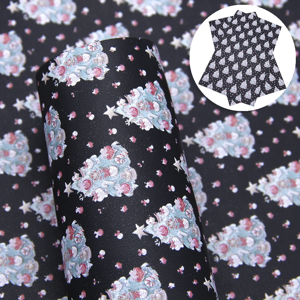 

20*34cm Christmas Tree Stripe Bump Black Back UV Synthetic Leather Patchwork For Hair Bow Handbags Handmade DIY,1Yc7747