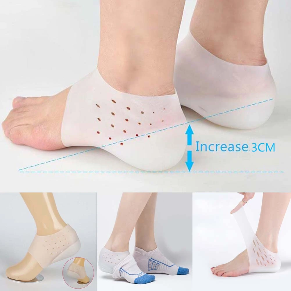 

Solid Silicone Insoles Hard-Wearing Insoles For The Feet Unisex Invisible Height Increase Socks Anti-Slippery Heel Pads Hot B4