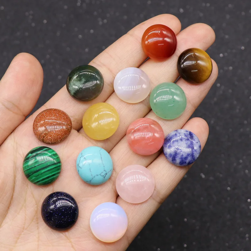

16mm Natural Stone Amethyst Rose Quartz Agate Crystal Round Flat Base For Earrings Necklace Ring Jewelry Making