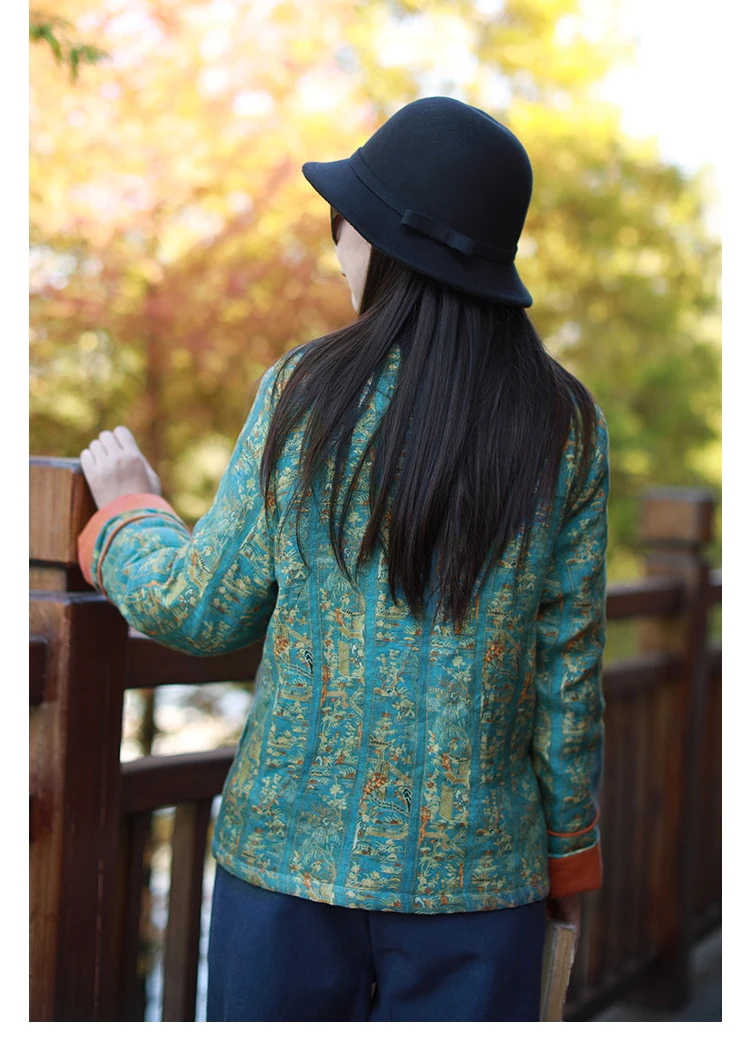 LZJN 2019 New Autumn Winter Short Padded Coats Chinese Style Contrast Color Bandage Quilted Thick Women Jacket Coat (16)