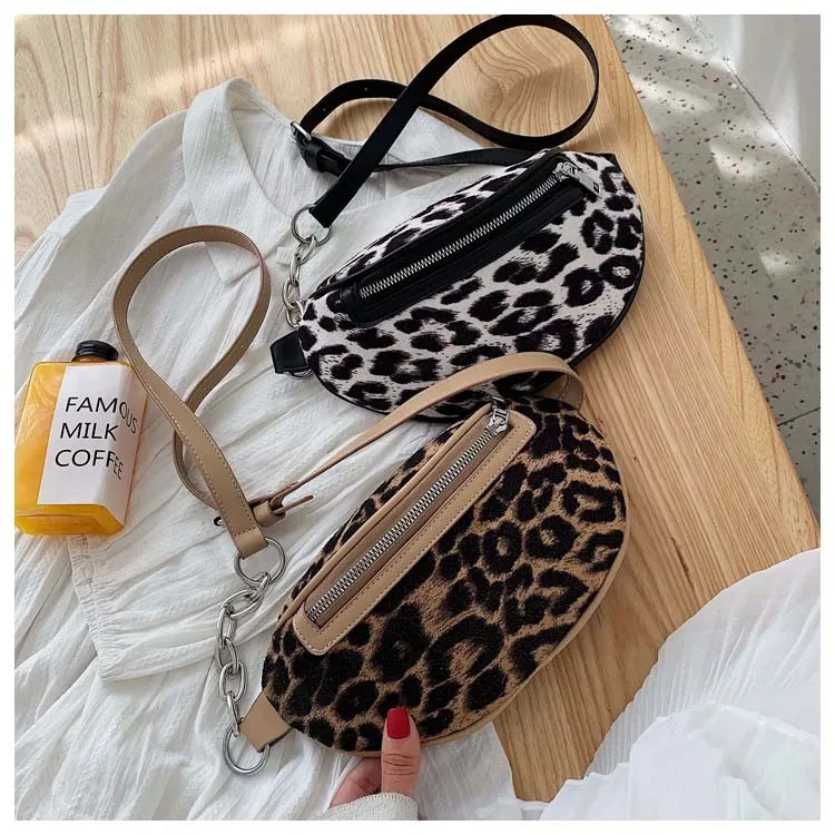 Леопардовый принт Сумки поясная черная сумка Женская поясная сумка из искусственной кожи через плечо Дамская нагрудная сумка