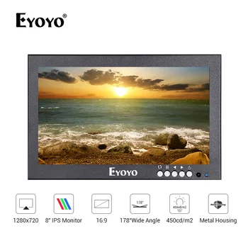 

Eyoyo EM08G 8 inch IPS LCD Screen 1280X720 Monitor with VGA HDMI AV BNC Built-in Speakers for PC CCTV Security Camera Display