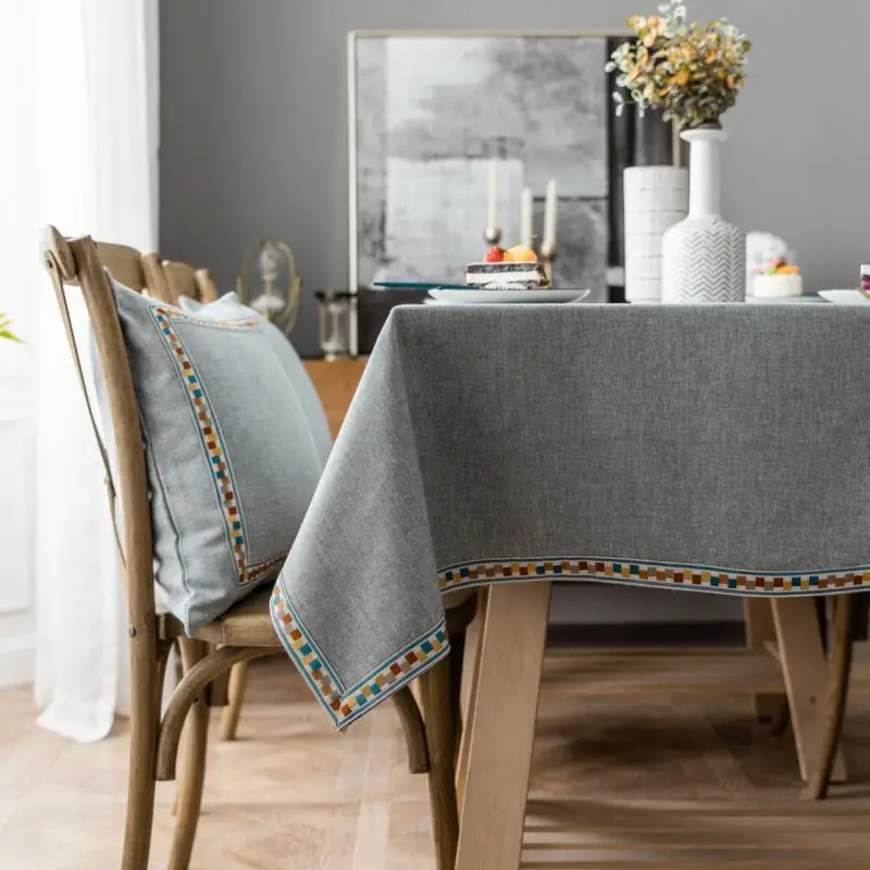 

Embroidered Tablecloth Red Table Cover Rectangular Luxury Home Kitchen Table Cloths Wedding Banquet Manteles Gift