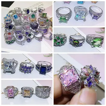 

36 Pcs/lot top quality women alloy zircon ring lot wholesale luxury fashion women wedding jewelry ring lot wholesale