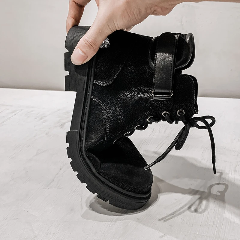 Women Boots Spring Comfy Durable Outsole Lace-Up Fashion Shoes Women 2021 Leather Casual Boots Brand Design Women's Footwear