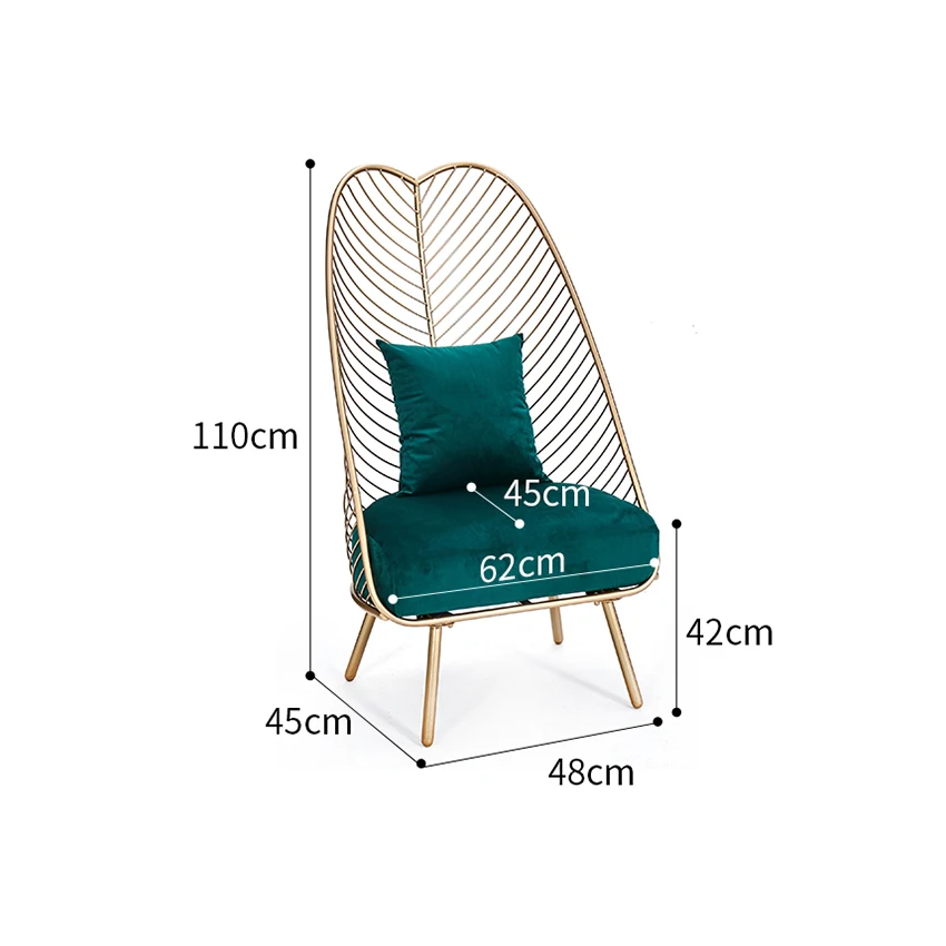 Modern Living Room Sponge Cushion Sofa Chairs Nordic High Lounge Banana Chairs Customizable Iron Gold Sofa Stools Home Furniture