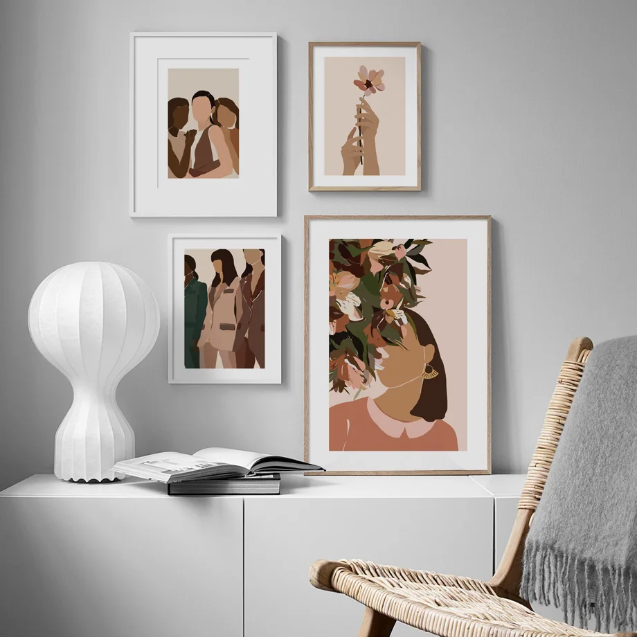 

Minimalist Style Abstract Girl Flowers Wall Art Print Paper Canvas Painting Nordic Poster Home Decor Pictures For Living Room