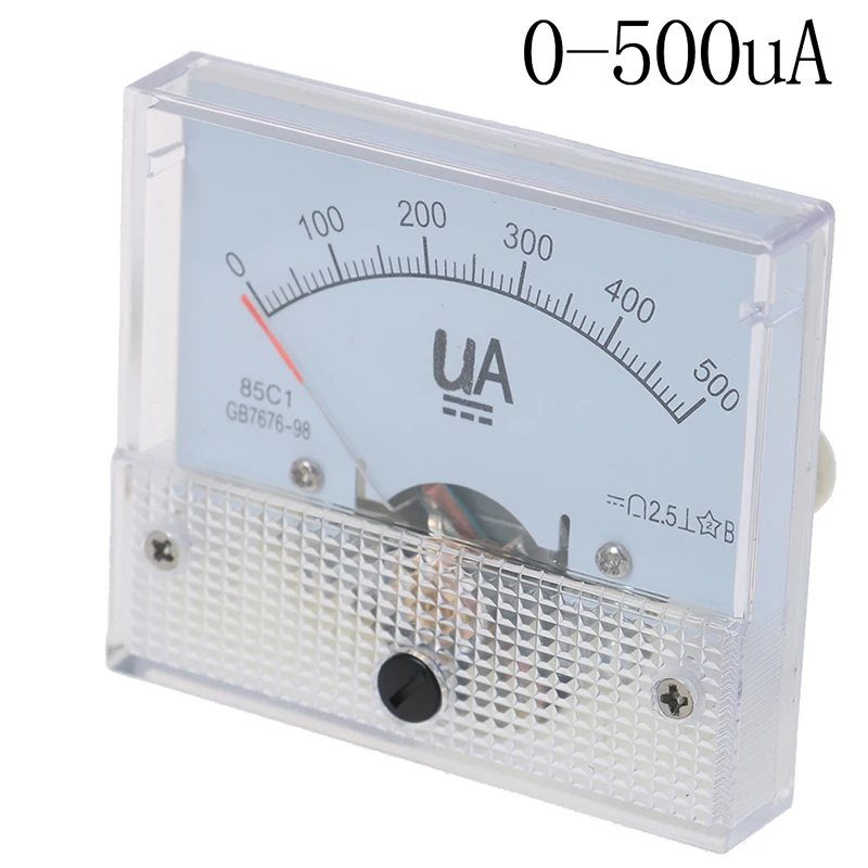 E 1Pc High Quality DC Analog Pointer Current Meter Panel 50uA 100uA 200uA 300uA 500uA Ammeters 64mmx62.5mmx56mm - Color: E