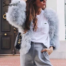 Женская розовая меховая шуба Simplee, повседневная шуба для вечеринки, короткое цветное меховое пальто на зиму