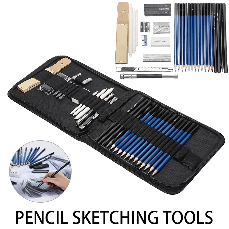 Набор для переноски 32 шт. профессиональный графитовый карандаш с древесным углем
