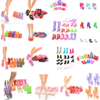 

10 Pairs Fashion Fixed Styles Doll Shoes Bandage Bow High Heel Sandals for Girl Dolls Accessories Kids DIY Toys