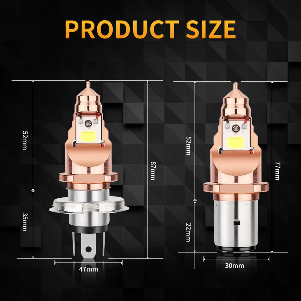 1 шт. BA20D H4 светодиодный светильник для мотоцикла 1200LM 6000K COB дальнего и ближнего света, мотоциклетный головной светильник, противотуманный светильник, аксессуары для мото 12 В