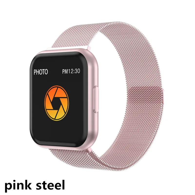 pink steel T88 smart watch Мода smart watch человек smart watch Женская фитнес трекер монитор сердечного ритма весь экран сенсорный экран Смарт-браслет - Цвет: pink steel