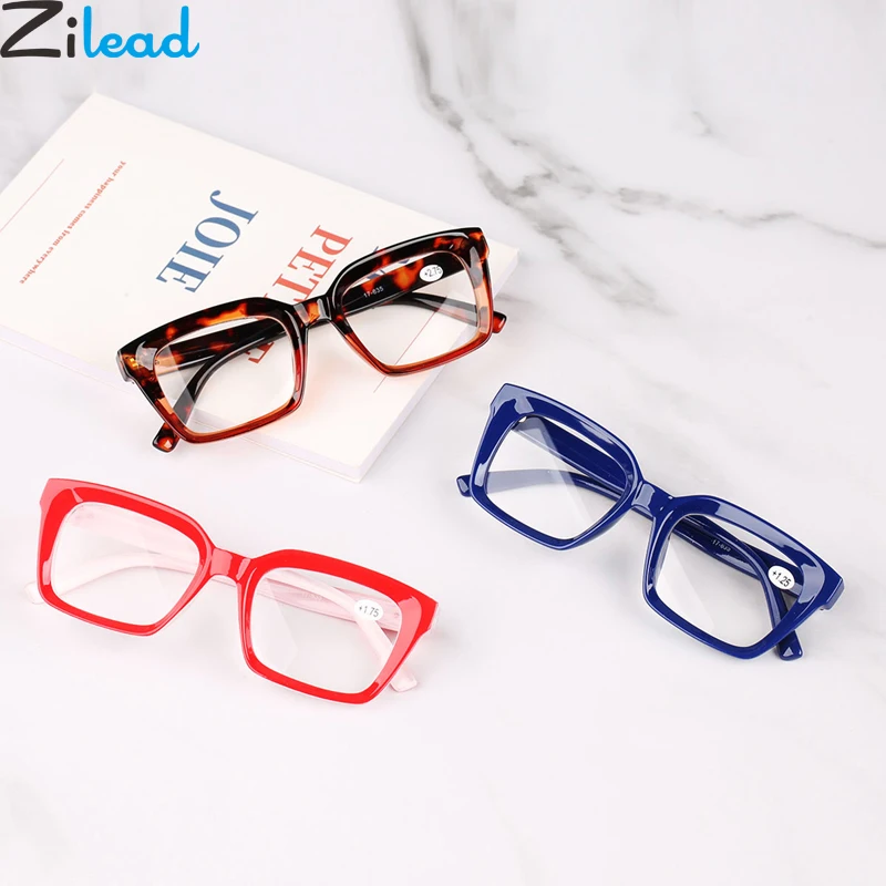 

Zilead Square Reading Glasses For Men Women Clear Lens Prebyopia Spectacles Eyeglasses Hyperopia Eyewear+1.0+1.25+1.5...++4.0
