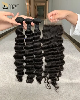 

Doozy Hair Brazilian Hair Loose Deep 3 Bundles With closure Virgin Human Hair