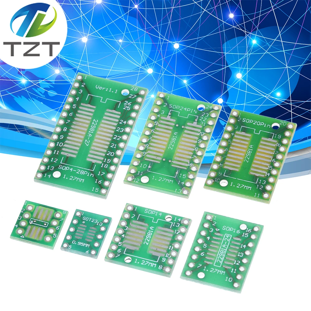 TZT 7 шт. = значений * комплект печатных плат SMD поворот DIP SOP MSOP SSOP TSSOP SOT23 8 10 14 16 20 24 28 SMT
