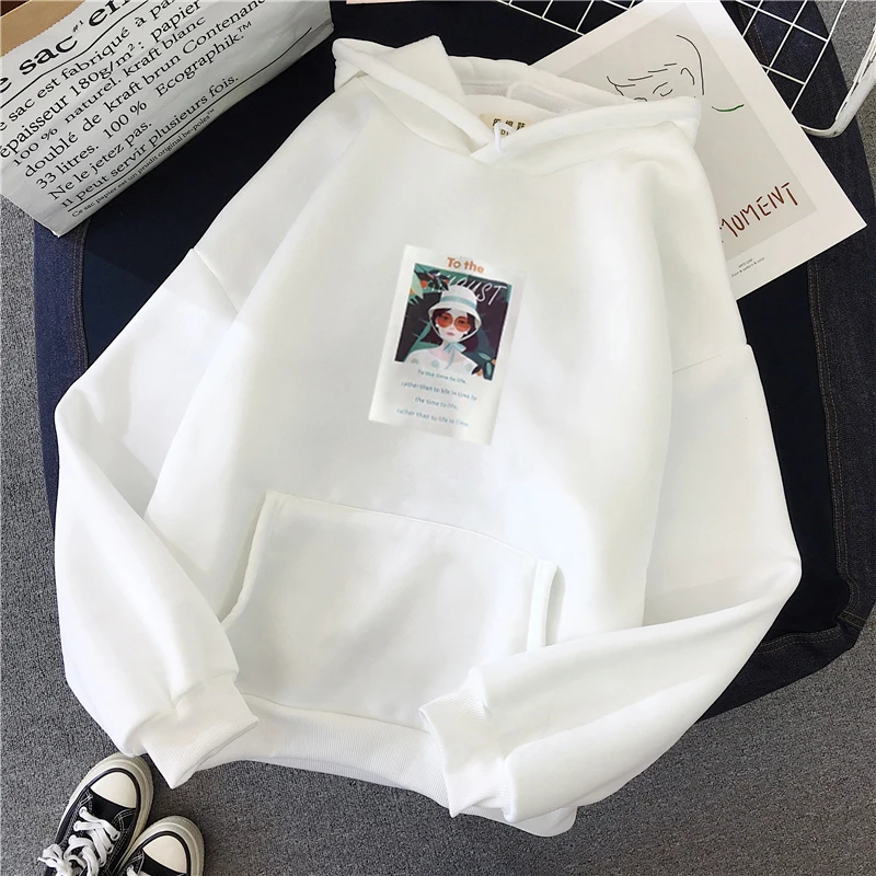 White Shellsuning Harajuku уличная Толстовка для женщин с длинным рукавом свитер корейский Ulzzang носить очки девушка Графический Женский пальто - Цвет: White