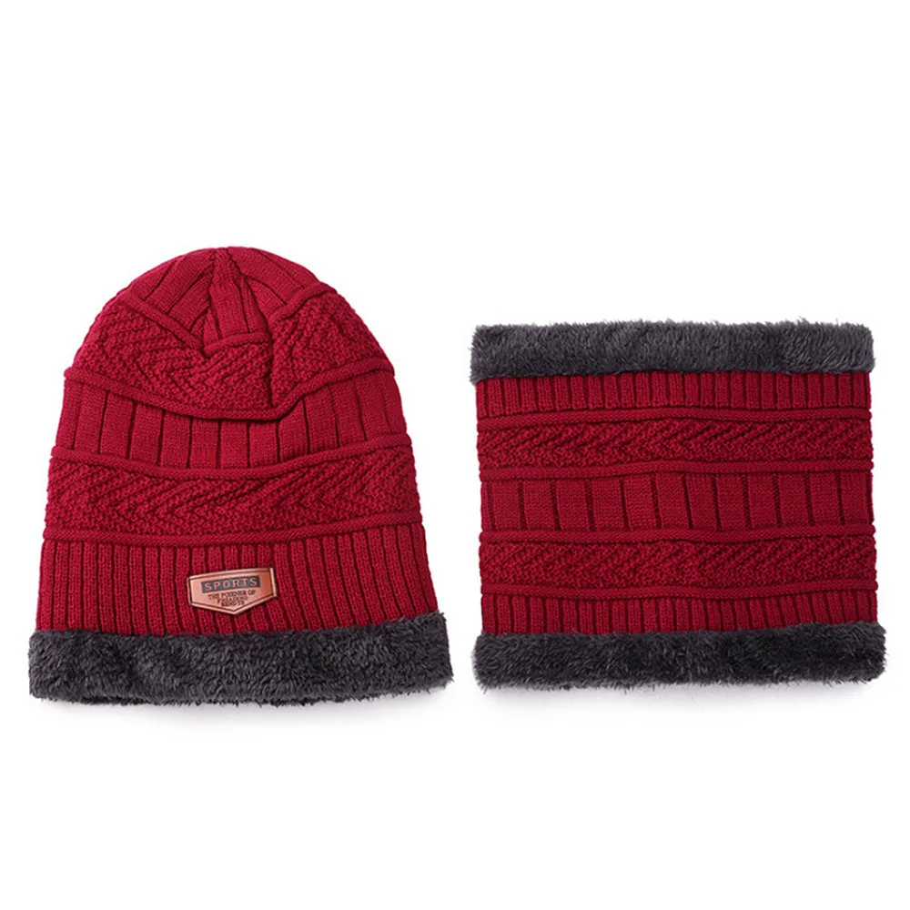 [AETRENDS] комплект из 2 предметов, зимняя шапочка-шарф, теплая вязаная шапка, толстая вязаная шапка с черепом для мужчин и женщин, Z-10069 - Цвет: Red
