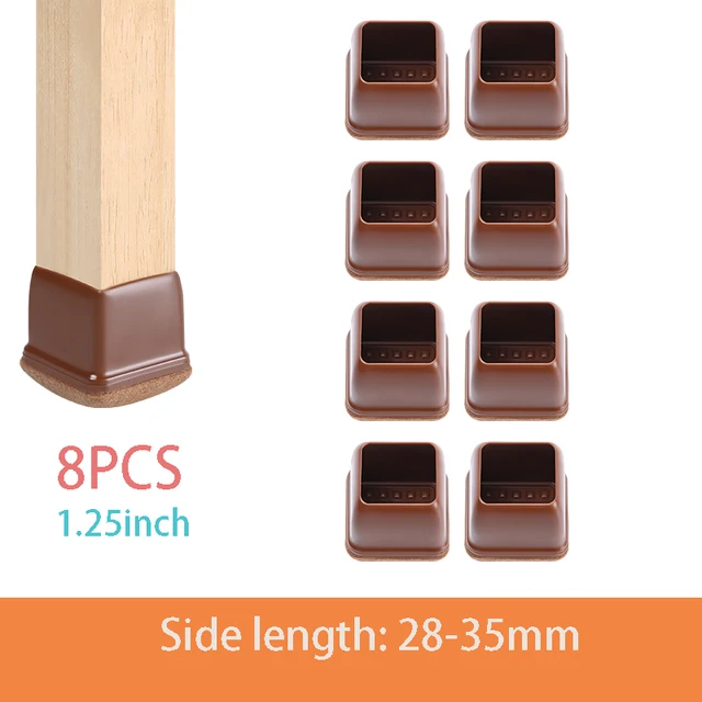 Table Chair Leg Protector Covers Thick Rubber Felt Bottom Furniture Pads Floor Protectors Feet Caps No Scratches Reduce Noice Side Length 28-35mm